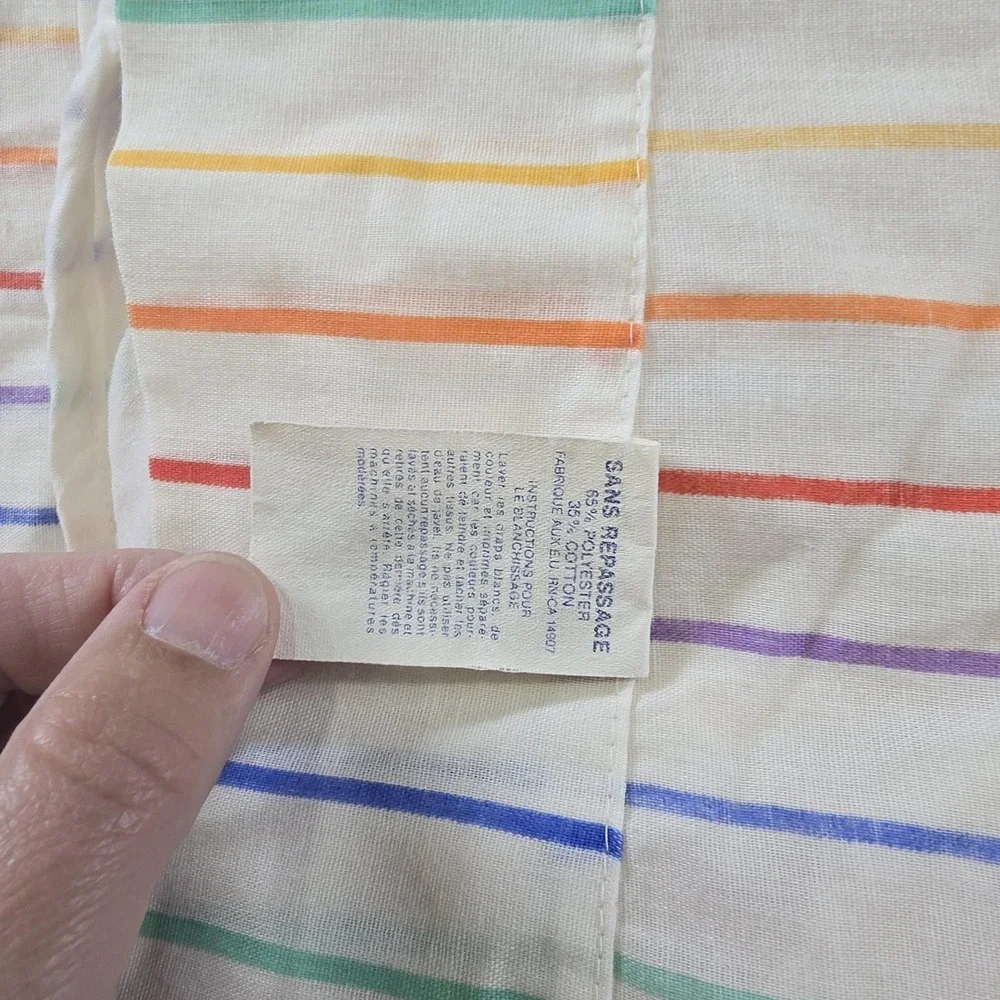 Vintage J.P. Stevens King Waterbed Sheet Set Rainbow Stripe Attached USA 70s 80s